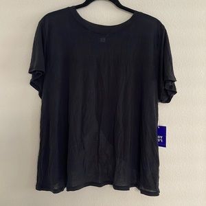 Semi sheer short sleeve open low back shirt